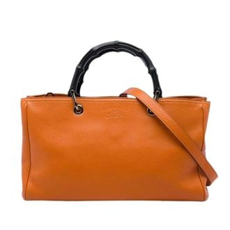 Gucci Pre-owned Bamboo Shopper - Dames - Pre-owned - Oranje - Maat: ONE Size Leer