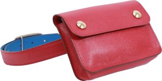 Herm&egrave;s Blue Rouge Vif Courchevel Leather Fanny Pack Pochette (Pre-Owned)