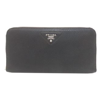 Prada Black Leather Long Wallet (Bi-Fold) (Pre-Owned)