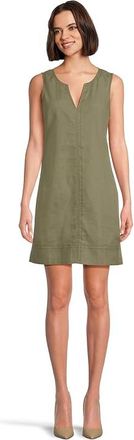 Tommy Bahama Palm-A-Dora Split Neck Dress Womens Dress Dark Fern : LG (US 12-14), Linen/Spandex/Tencel