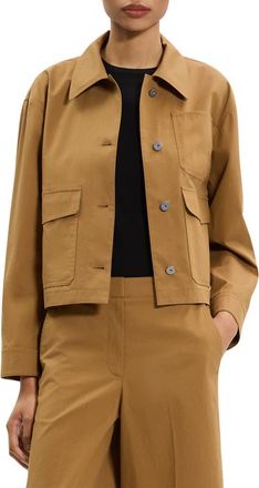 Theory Cotton Crop Work Jacket in Bronze at Nordstrom, Size X-Large