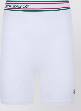 Casablanca ribbed knit shorts featuring striped waistband