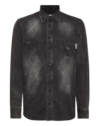 Philipp Plein Denim Shirt Skull&Bones