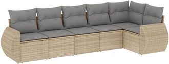 vidaXL Vidaxl - Juego De Sof&aacute;s Jard&iacute;n Con Cojines 6 Pzas Rat&aacute;n Sint&eacute;tico Beige