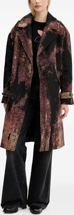 Desigual abstract-pattern double-breasted coat - Nero