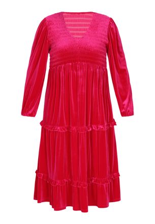 Faina Grote maten jurk vrouwen roze rood