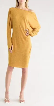 Go Couture Long Sleeve Sweater Dress in Mustard at Nordstrom Rack, Size X-Large