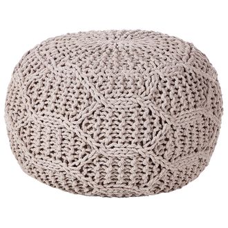 Beliani Beliani - Puf Moderno Reposapi&eacute;s Macram&eacute; Tejido A Mano Otomana De Algod&oacute;n Y Poli&eacute;ster Gris Pardo 50 X 50 X 35 Cm Triman