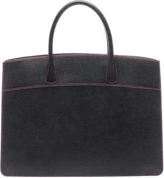 Herm&egrave;s Black Leather Handbag Tote Bag (Pre-Owned)