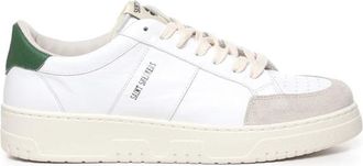 Saint Sneakers Witte Leren Sneakers met Contrastkleurige Band - Heren - Sneakers - Wit - 40 EU - Katoen - Schoenen