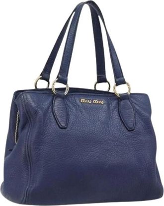 Miu Miu Pre-owned Hand Bag - Dames - Vintage Handtas - Blauw - ONE Size - Leer - Vintage