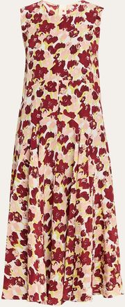 Marni Sleeveless Floral Motif Silk Dress
