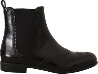Dolce & Gabbana Enkellaarsjes - Dames - Chelseaboots - Zwart - 35 EU - Leer - Schoenen