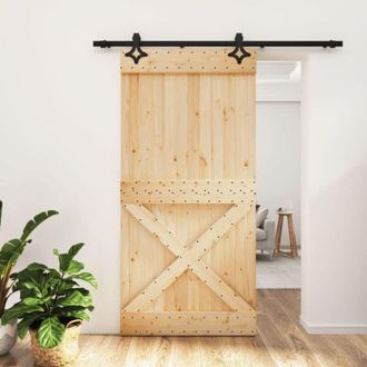 vidaXL Puerta Corredera Con Herrajes Madera Maciza De Pino 100x210 Cm Vidaxl