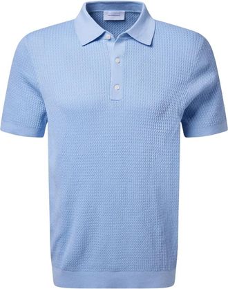 Baldessarini Polo shirt van katoen en zijde - Heren - Polos - Blauw - M - Katoen - Tops