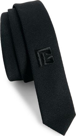 Balmain Logo Embroidered Wool Tie in Black at Nordstrom