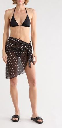Abound Printed Mesh Sarong in Black White Polka Dot at Nordstrom Rack, Size Large/x-Large