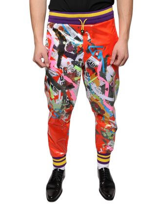 Dolce & Gabbana Mens Multicolor Printed Jogger Sweatpants Pants Polyester