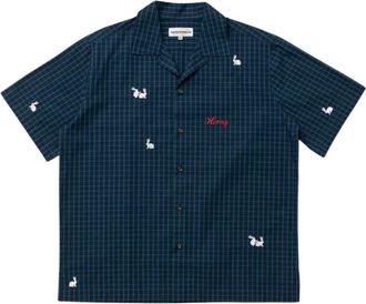 Carne Bollente Check Me Out Shirt - Heren - Korte mouwen Overhemden - Groen - L - Katoen - Overhemden