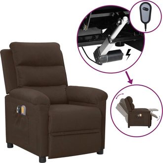 vidaXL Sill&oacute;n De Masaje El&eacute;ctrico Tela Marr&oacute;n Oscuro Vidaxl