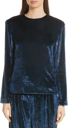Tibi Tess Metallic Velvet Top in Navy at Nordstrom Rack, Size X-Small