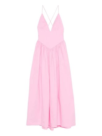Adriana Degreas Abito lungo con scollo a V - Rosa