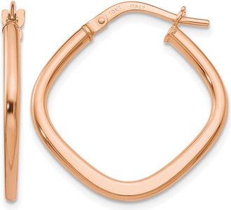 Diamond2Deal 10K Rose Gold Square Shape Hoop Earrings