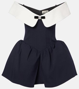 Shushu/Tong Off-shoulder wool and silk minidress