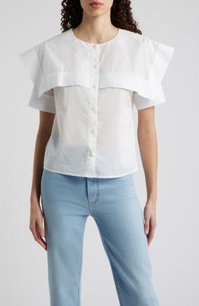 Frame Denim The Sleek Cape Button-Up Shirt in White at Nordstrom, Size X-Small