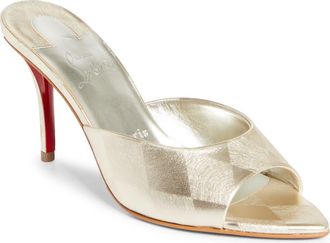 Christian Louboutin Miss Z Metallic Pointed Toe Sandal in Platino Chiaro at Nordstrom, Size 11.5Us