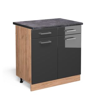 Vicco Mobiletto Base Per Cucina R-line, Antracite Lucido, 80 Cm, Pl Antracite