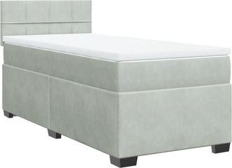 vidaXL Vidaxl - Cama Box Spring Con Colch&oacute;n Terciopelo Gris Claro 80x200 Cm