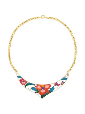 Susan Caplan Vintage 1980s cloisonné floral necklace - women - Enamel/Gold Plated - One Size