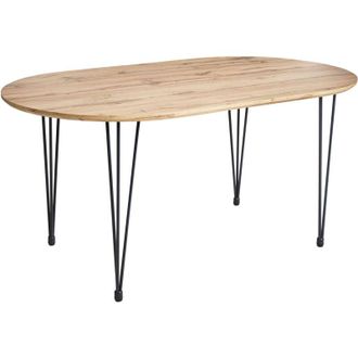 Beliani Beliani - Tavolo da pranzo ovale moderno industriale con gambe in metallo a forcina Marrone chiaro Cavell