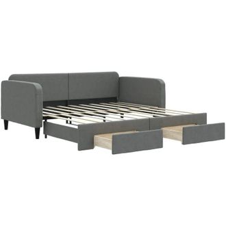 vidaXL Sof&aacute; Cama Nido Con Cajones Tela Gris Oscuro 90x190 Cm Vidaxl
