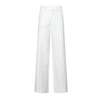 John Richmond Pantalones Anchos con Rayas Verticales - Trousers - Mujer - Blanco - L