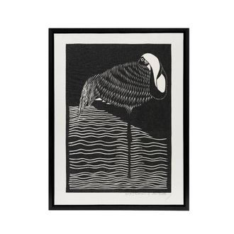 Artery8 Stylised White Necked Crane De Mesquita Framed Canvas Wall Art Print in Black | Size: W24 x H32