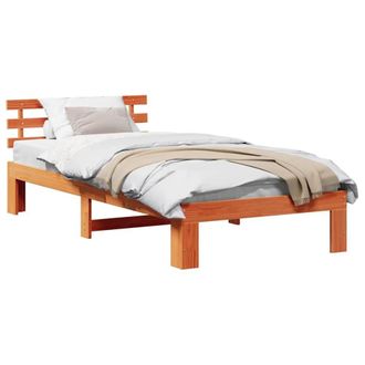 Berkfield Home Pine Wood Bed Frame Wax brown Solid Pine wood 75 x 190 cm