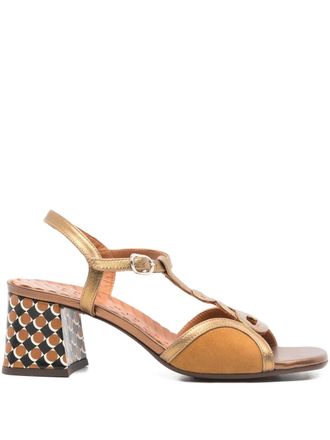 Chie Mihara Letouche T-strap patterned sandals - Neutrals