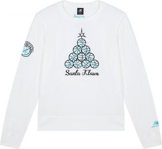 New Balance Mens New Balance Round Neck Solid Color Funny Pattern Long Sleeves White T-Shirt MT03619-WT