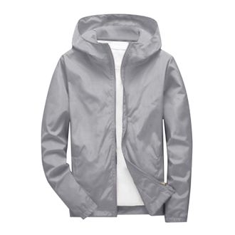 Generic Waterproof Coats For Men Thin | Softshell Jackets Mens Hooded Outdoor Jacket Solid Color Anorak Jacket Lightweight Overcoat Windproof Jacket Hiking Ja