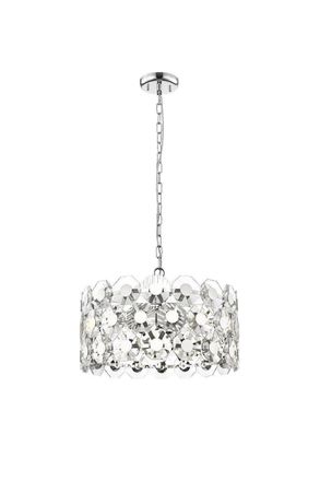Netlighting Bahamas 6 Light Chrome Crystal Pendant Ceiling Light in Grey