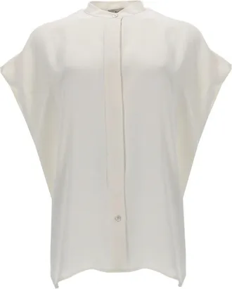 Herno White Loose Boxy High Neckline Blouse