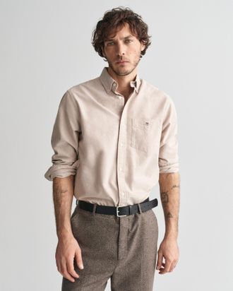 GANT Businesshemd GANT REG OXFORD SHIRT, Herren, Gr. 4XL, N-Gr, gr&uuml;n (warm khaki), Web, Obermaterial: 100% Baumwolle, regular fit h&uuml;ftlang, hoch geschlosse