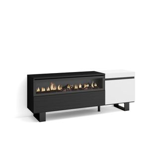 Skraut Home Skraut Home - Mueble Tv, Televisi&oacute;n, Muebles De Sal&oacute;n, Almacenaje, 150x57x35cm, Para Tv Hasta 65, Chimenea El&eacute;ctrica, Dise&ntilde;o Industrial, Estilo Modern
