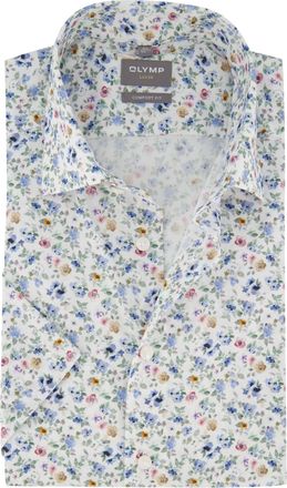 Olymp Overhemd Olymp Luxor Comfort Fit wit geprint zomer