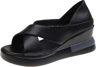 Generic Cocila Sandals For Women Size 5 Fashion Womens Breathable Shoes Thick Casual Black, 6 Sparkly Flat Platform Wedge Black Silver Heels Ladies Walking 7 