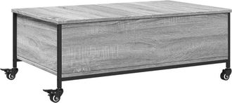 vidaXL Mesa de centro con ruedas madera ingeniería gris 91x55x34 cm Vidaxl