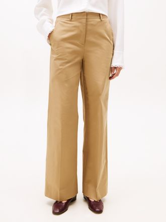 Tommy Hilfiger Anzughose TOMMY HILFIGER COTTON WIDE LEG PANT, Damen, Gr. 34, N-Gr, driftwood taupe, Web, Obermaterial: 65% Baumwolle, 33% Lyocell, 2% Elasthan, unifa