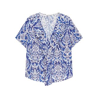 Maliparmi Blouses, female, Blue, Size: XL Dreamscape Ikat Top